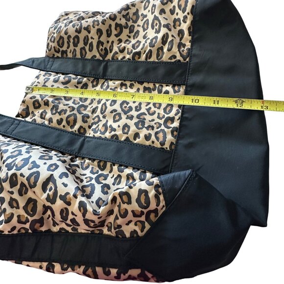 Lauren Ralph Lauren Leopard Print Tote Bag With Black Trim & Handles Spacious - Picture 7 of 8